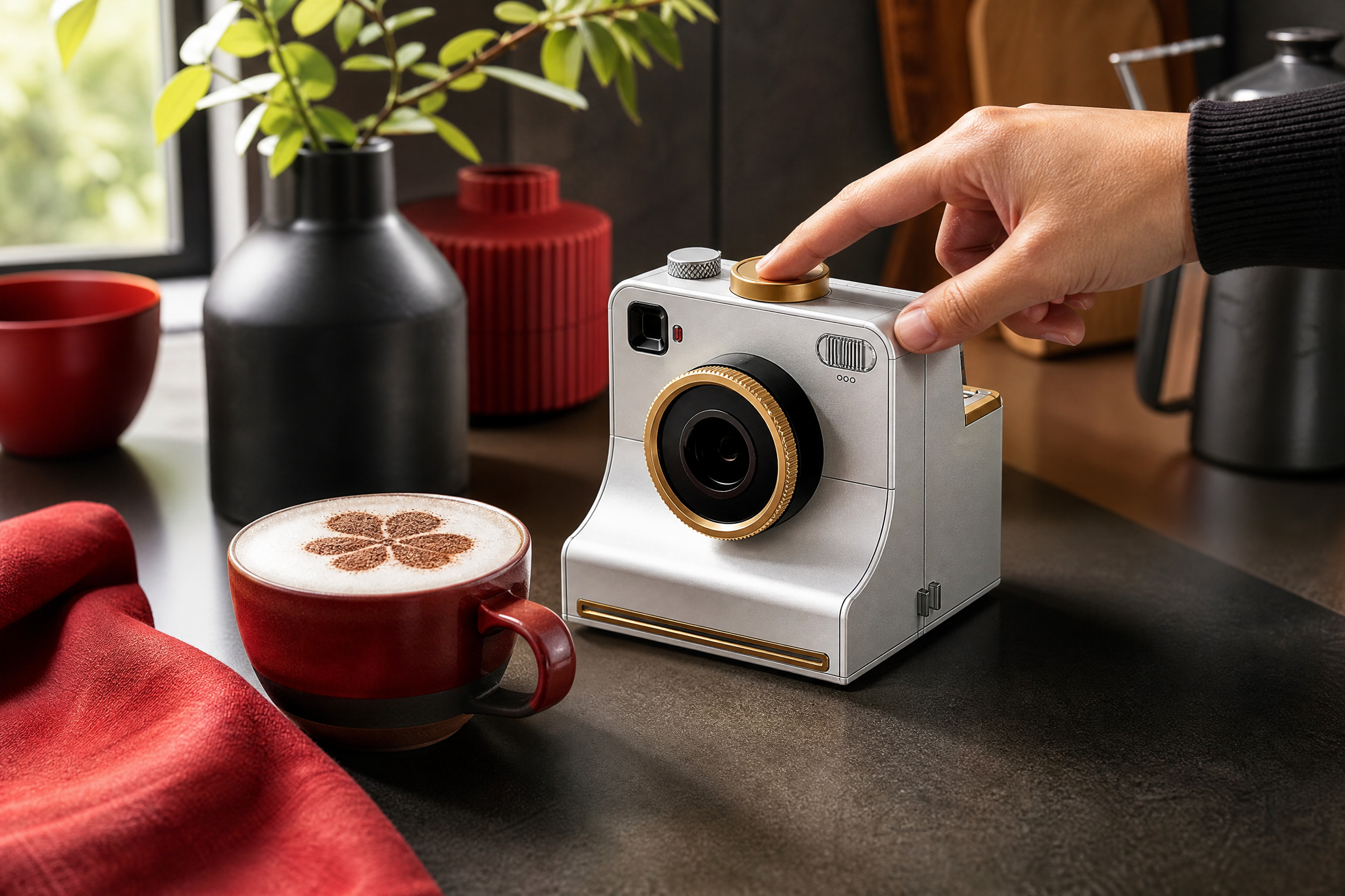 LatteShot sendo usada em uma cozinha contemporânea